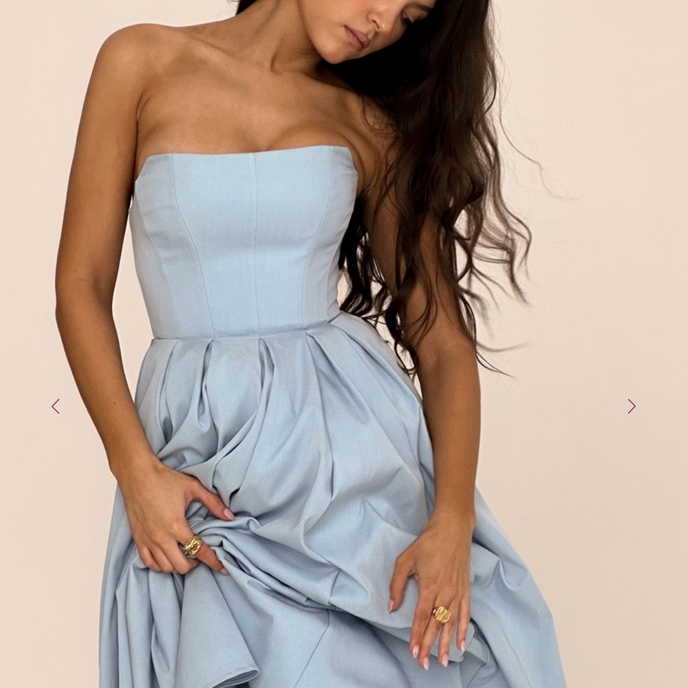 House of CB Audrey Tuscan Blue Strapless Midi Sundress - Size M